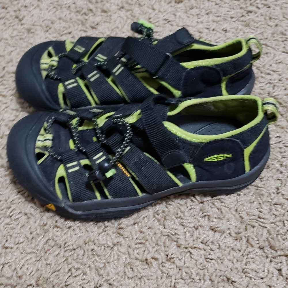Black and green Keen sandals